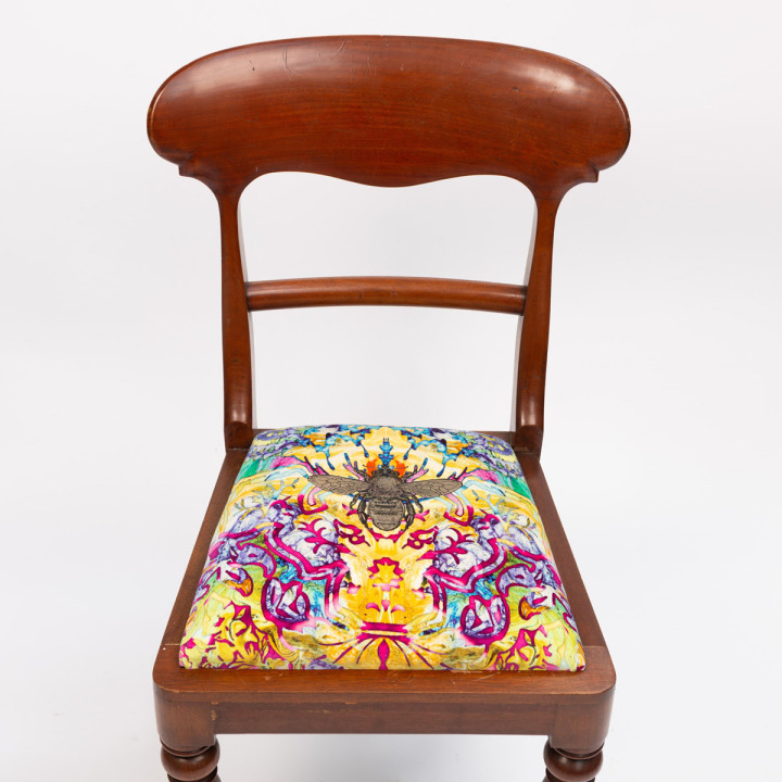 Honey Bee On Custom Damask Chair / image 3