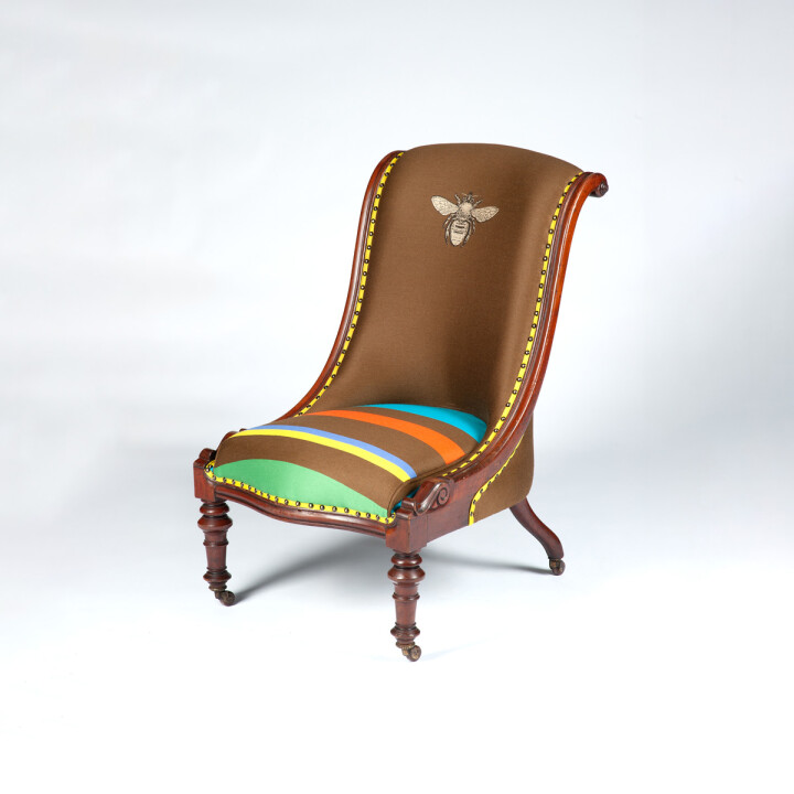Custom Honey Bee Stripe Slipper Chair / image 1