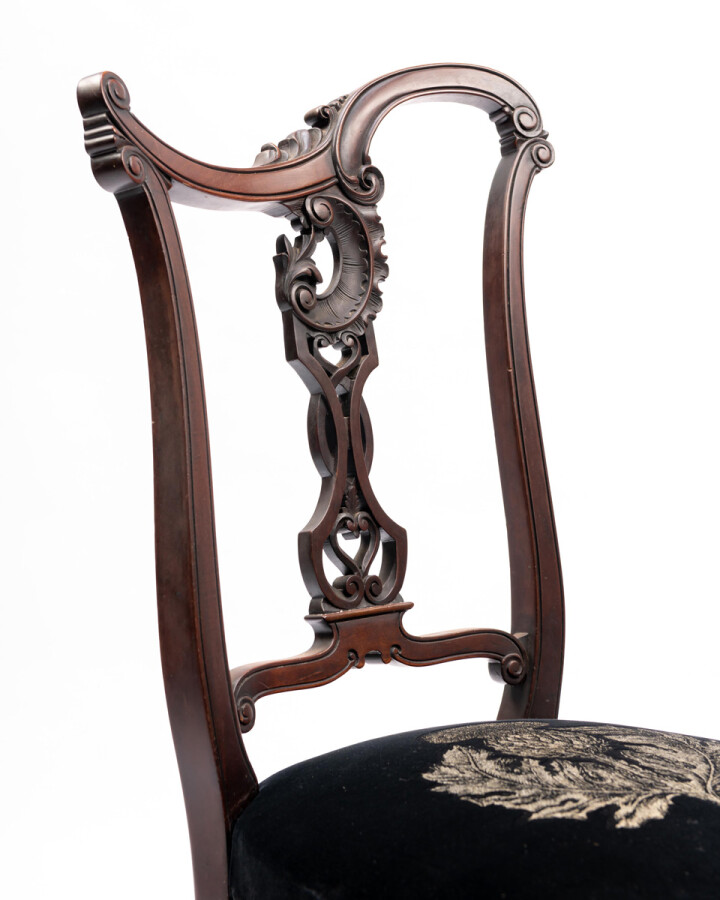 Ornate Black Velvet Thistle Chairs / image 4