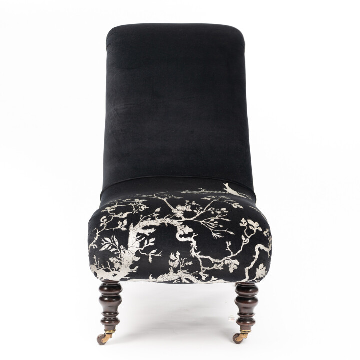 Birdbranch Black Velvet Slipper Chair With Dark Legs / image 4