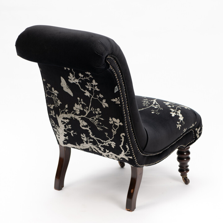 Birdbranch Black Velvet Slipper Chair With Dark Legs / image 2