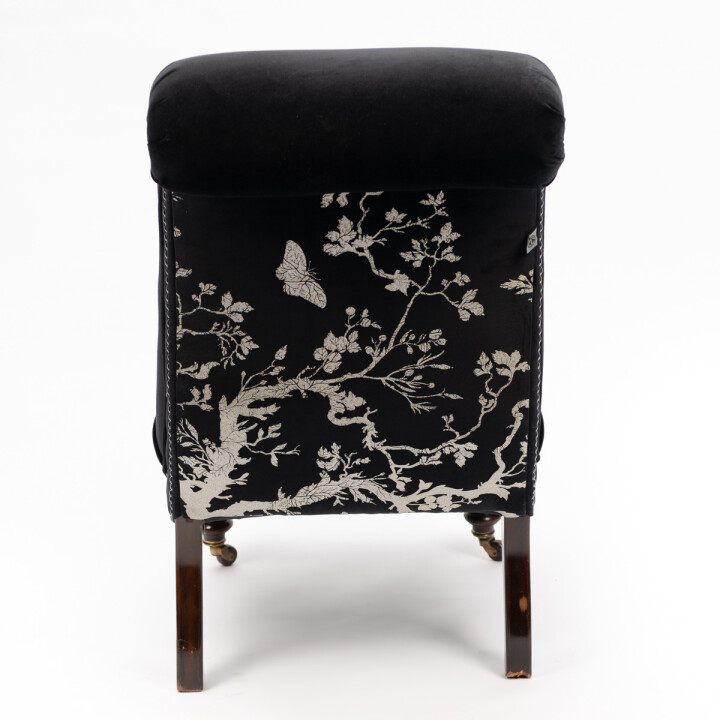 Birdbranch Black Velvet Slipper Chair With Dark Legs / image 3