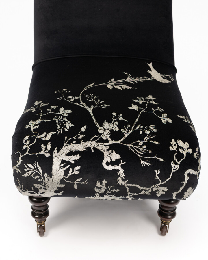 Birdbranch Black Velvet Slipper Chair With Dark Legs / image 5