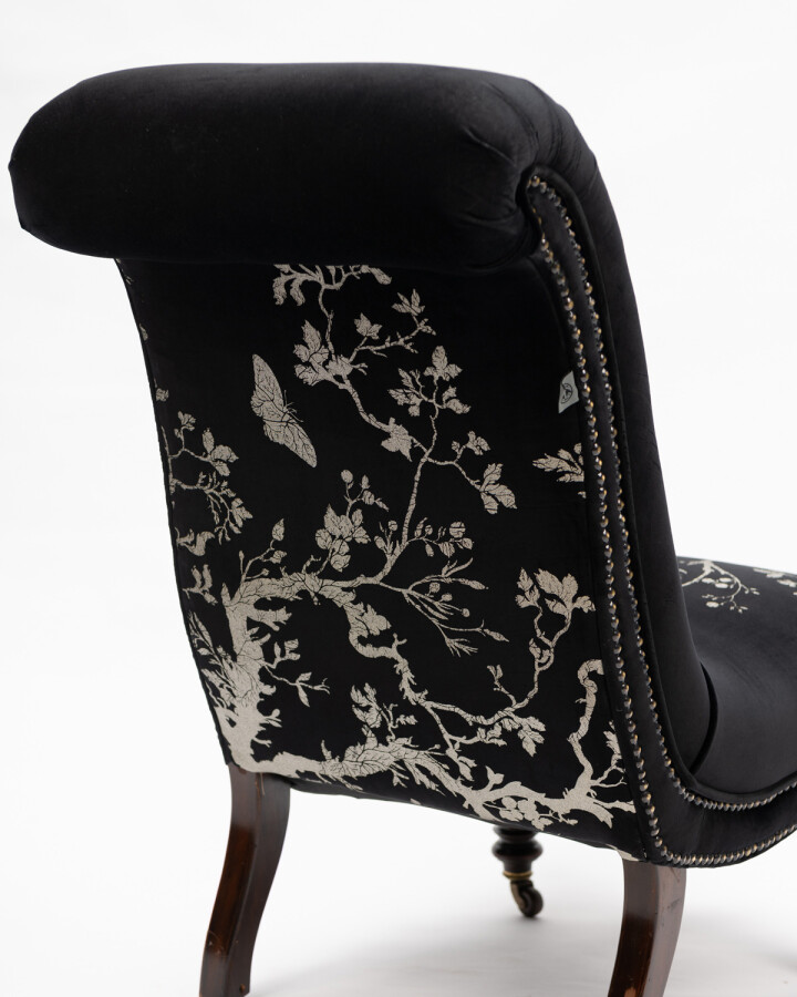 Birdbranch Black Velvet Slipper Chair With Dark Legs / image 6
