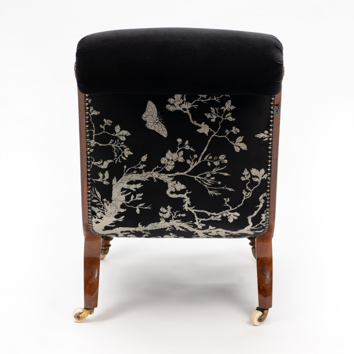 Birdbranch Black Velvet Slipper Chair With Wooden Legs / image 3