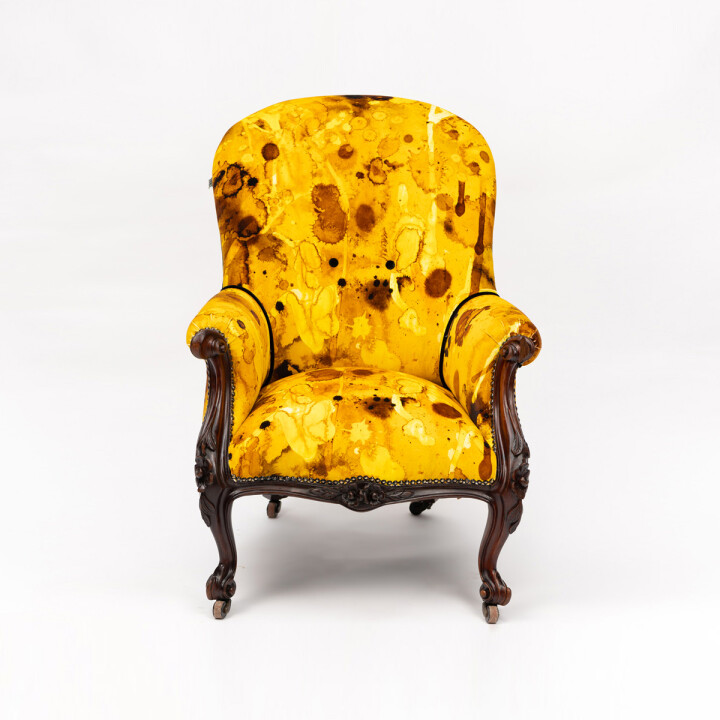 Storm Blotch Yellow Velvet Rounded Chair / image 1