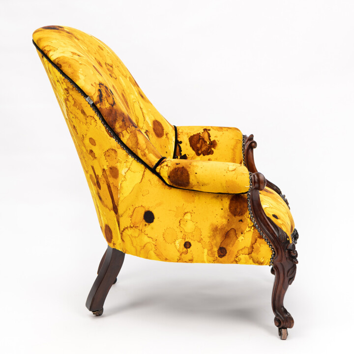 Storm Blotch Yellow Velvet Rounded Chair / image 5