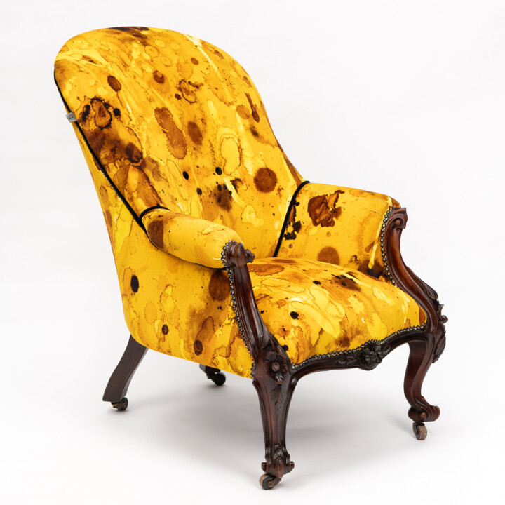 Storm Blotch Yellow Velvet Rounded Chair / image 2