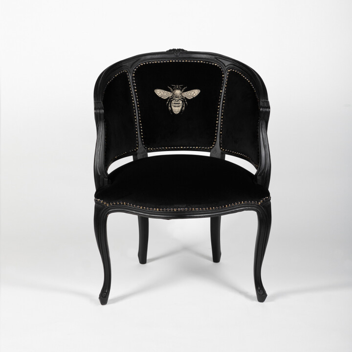 Honey Bee On Black Round Studded Chair / image 1