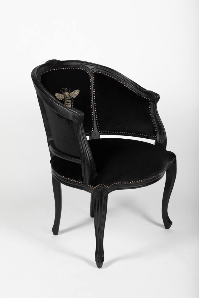 Honey Bee On Black Round Studded Chair / image 4