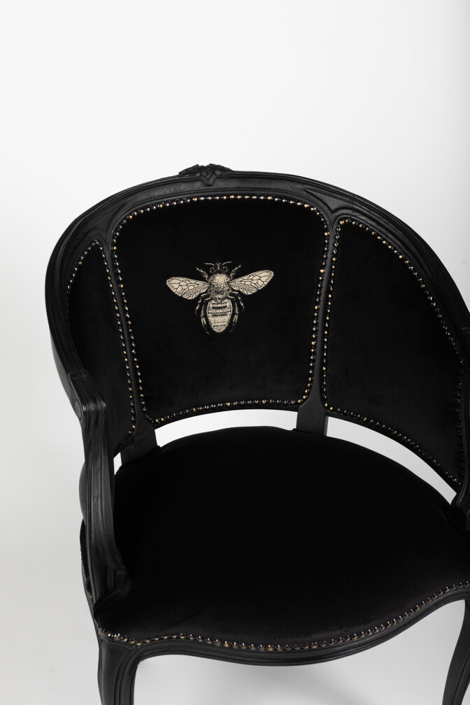 Honey Bee On Black Round Studded Chair / image 2