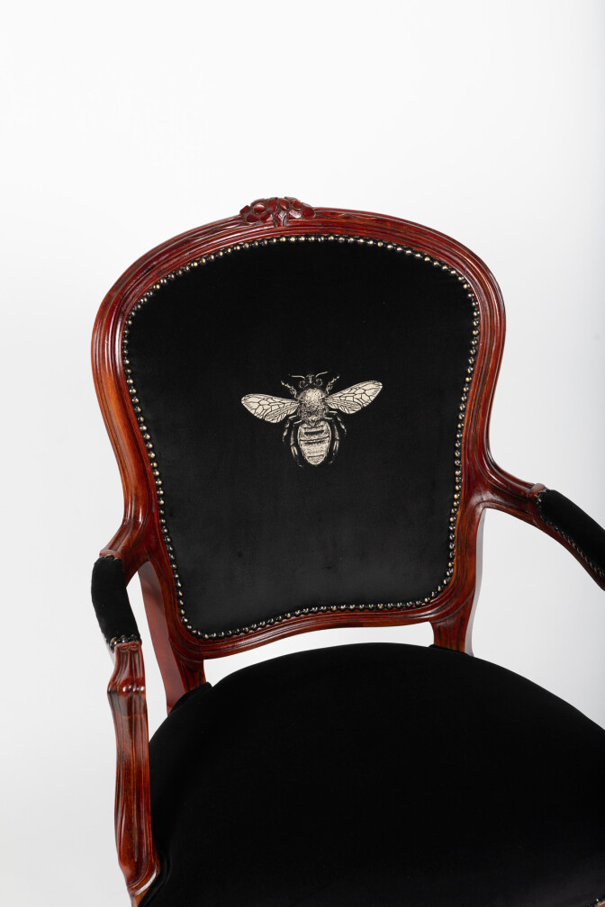 Honey Bee On Black Wooden Chair / image 4
