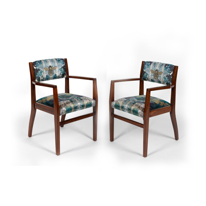 Pair Of Totem Damask Honey Bee Chairs / image 1