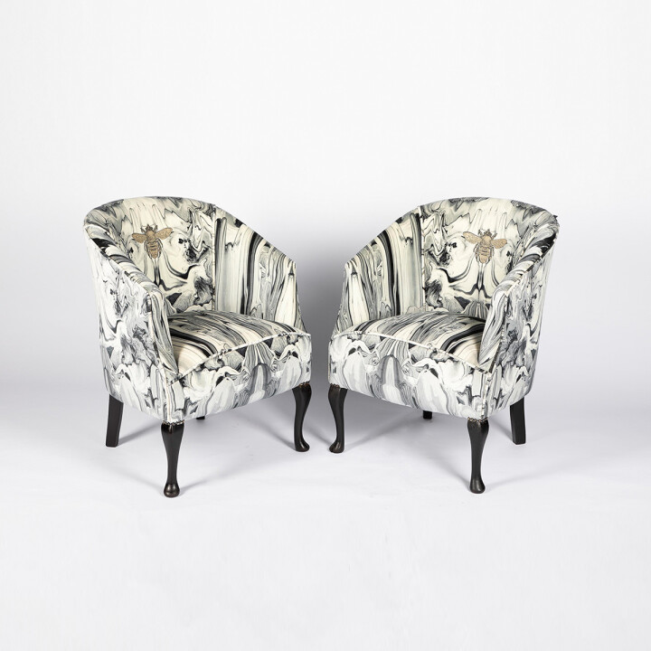 Pair Of Marble Gum Tub Chairs / image 1