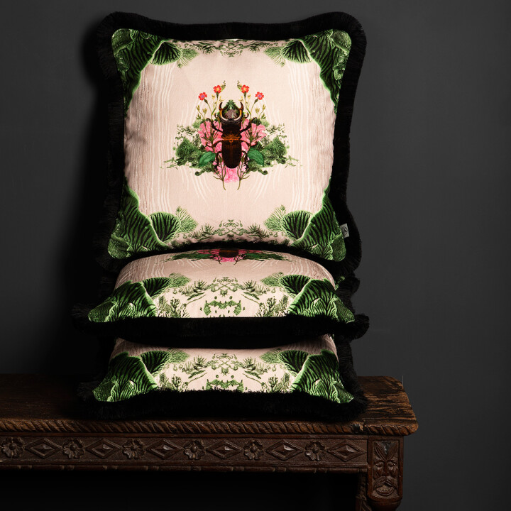 Beetle Blotch Fringed Velvet Cushion / image 3