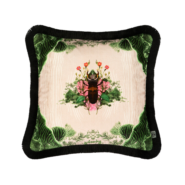 Beetle Blotch Fringed Velvet Cushion / image 1