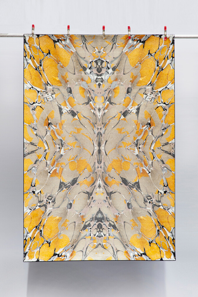 Ex Libris Mustard Art Rug