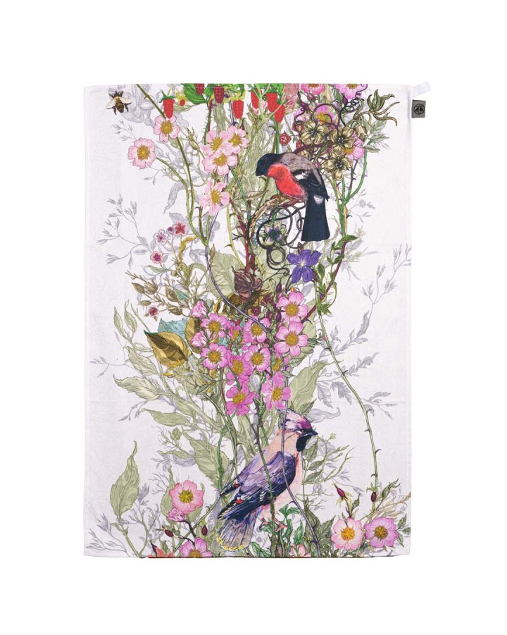 Bullfinch & Waxwing Tea Towel / image 1