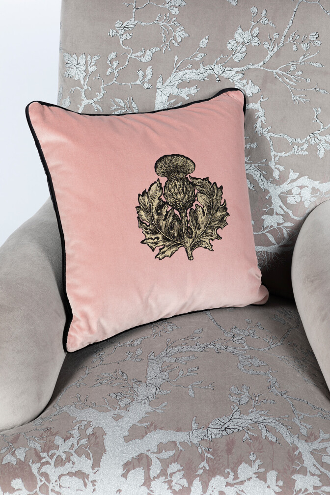 Small Thistle Velvet Cushion / image 3