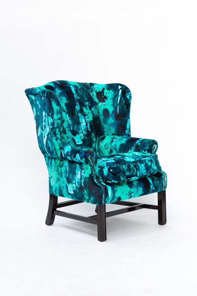 Storm Blotch Blue Velvet Wingback / image 4