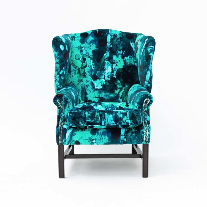 Storm Blotch Blue Velvet Wingback / image 1