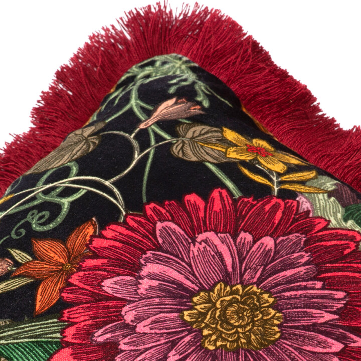 Berkeley Blooms Rectangle Fringed Velvet Cushion / image 4