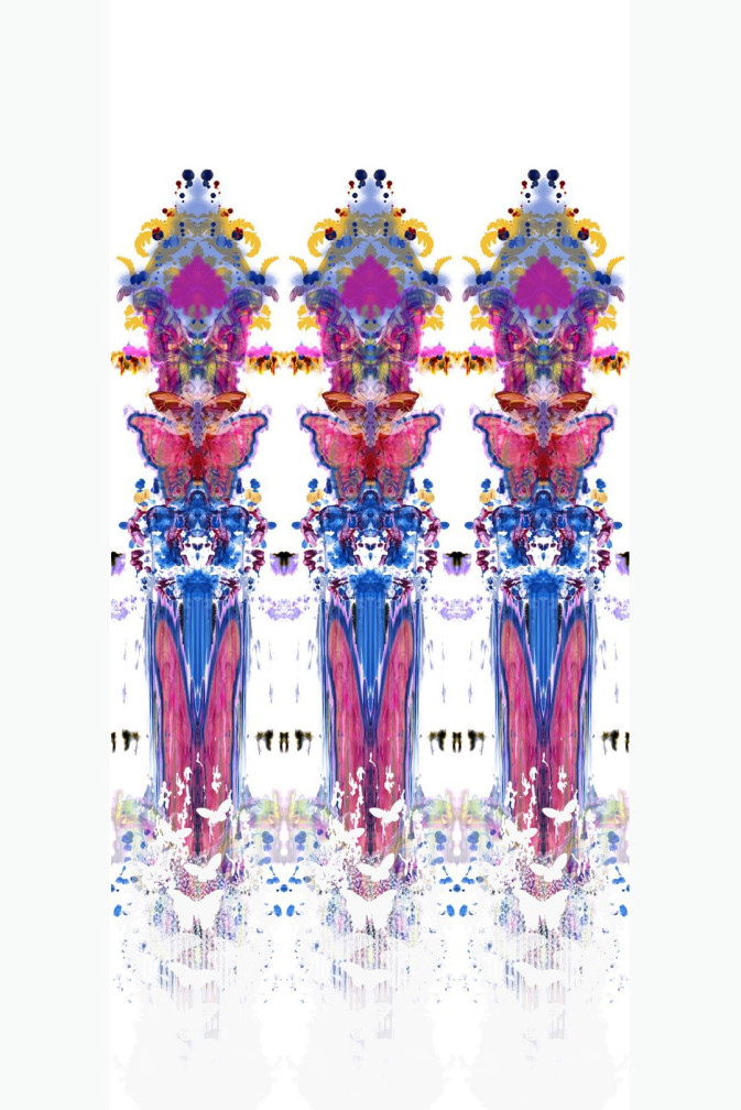 Butterfly Totem Damask Wallpaper Panel