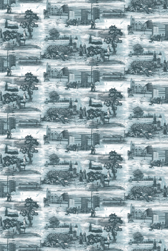Glasgow Toile Wallpaper - Blue