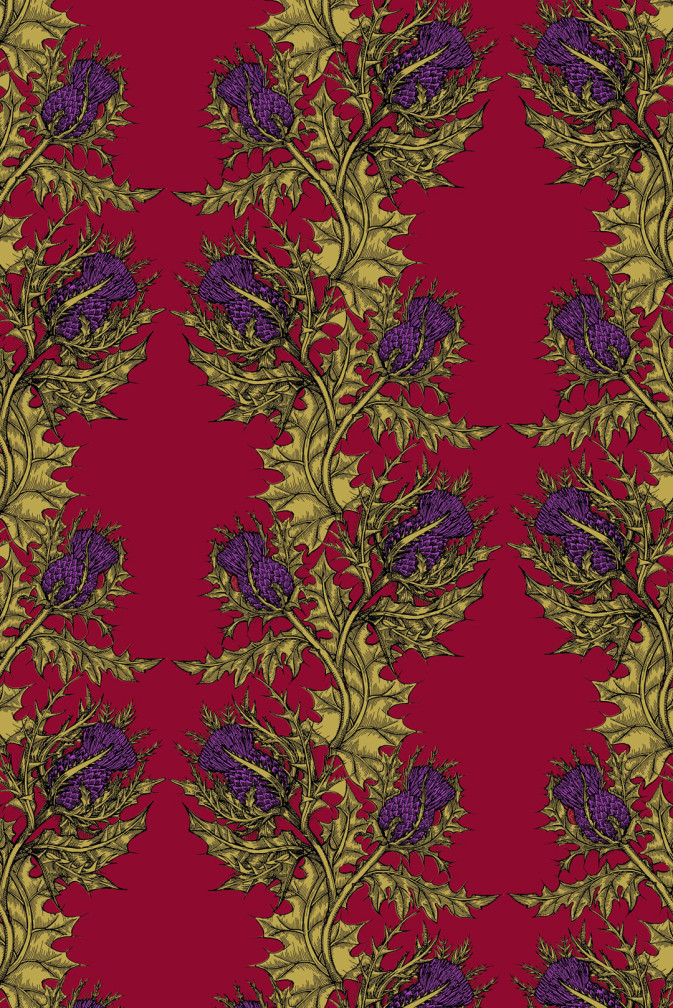 Grand Thistle Hand Printed Wallpaper / image 1