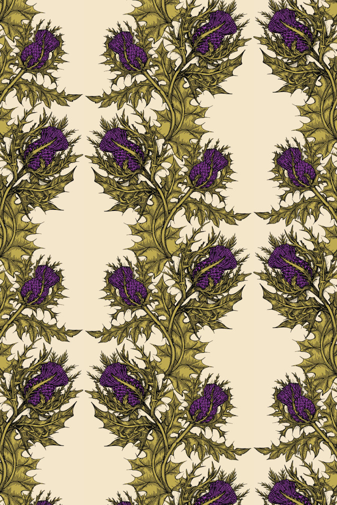 Grand Thistle Hand Printed Wallpaper / image 1