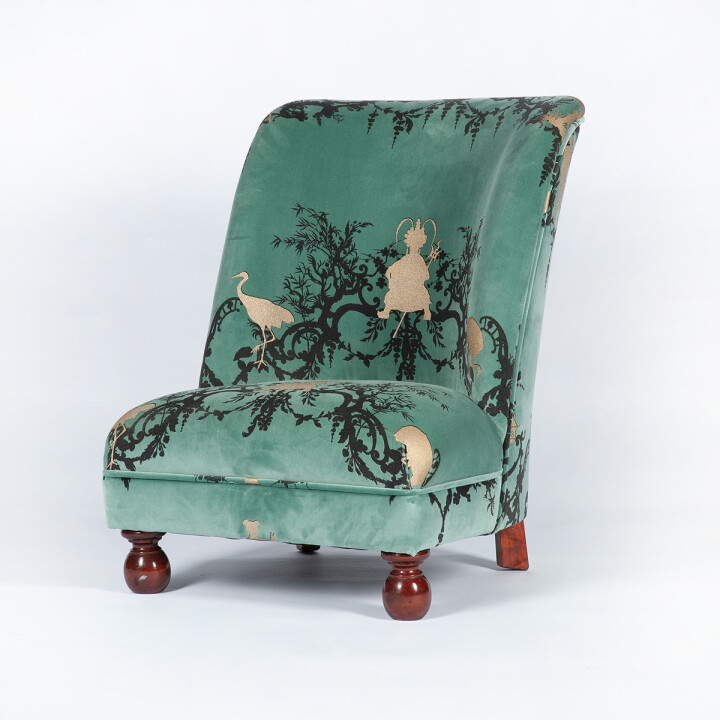 Shuiping Sea Blue Velvet Chair / image 1