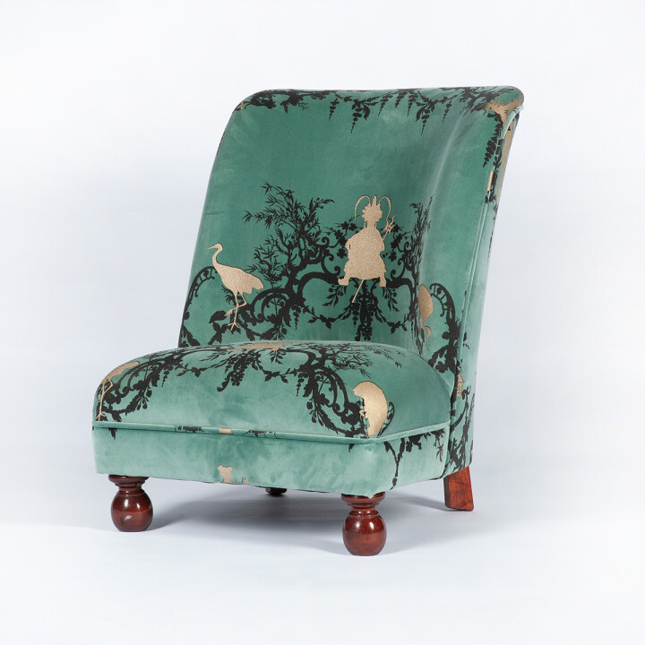 Shuiping Sea Blue Velvet Chair