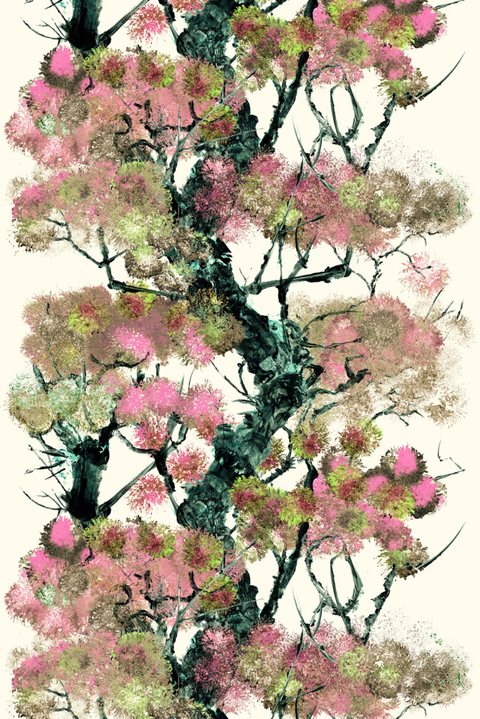 Pinyin Tree Velvet Fabric