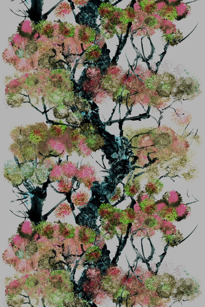 Pinyin Tree Velvet Fabric / image 1