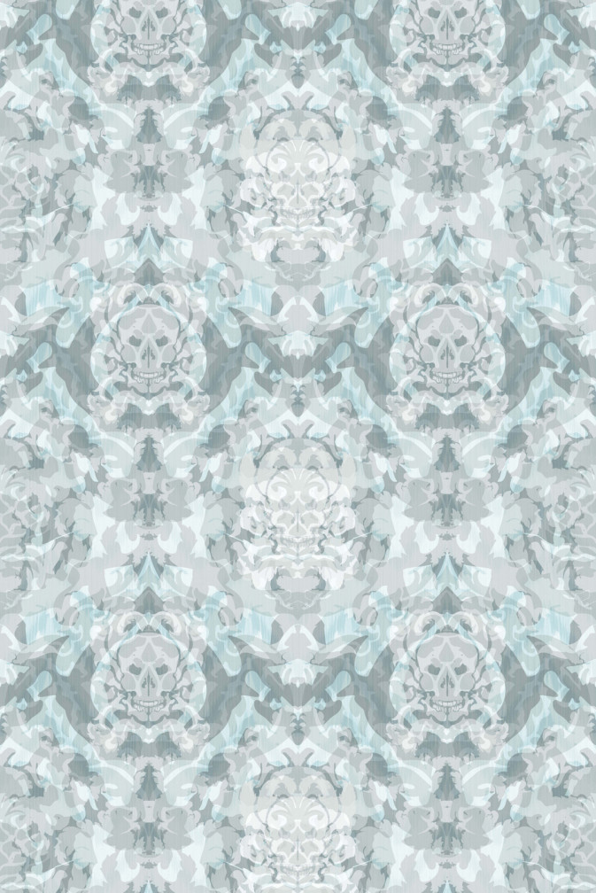 Skull Damask Superwide Wallpaper / image 1