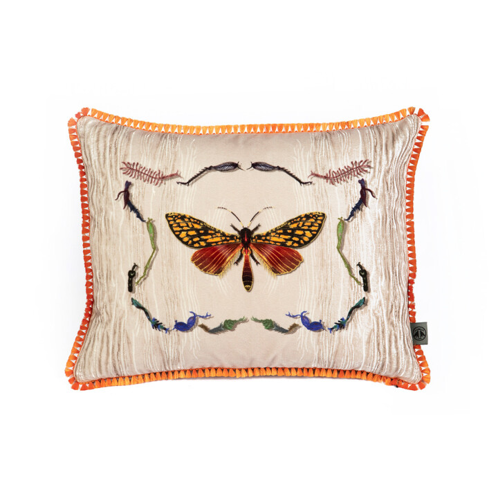 Wood Moth Fringed Velvet Cushion / image 1