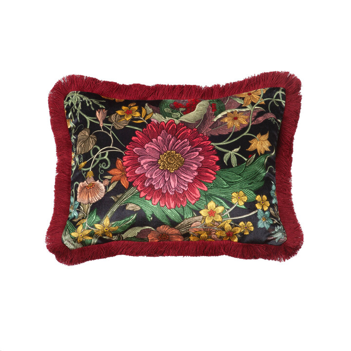 Berkeley Blooms Rectangle Fringed Velvet Cushion / image 1
